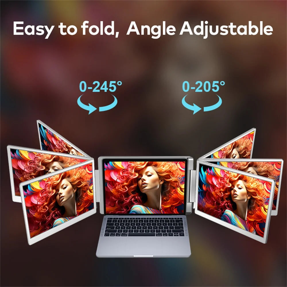 14"-16" Triple Screen Laptop Extender | FHD IPS Portable Dual Monitor | Plug & Play Dual Screen Workstation for Windows, Mac & Gaming