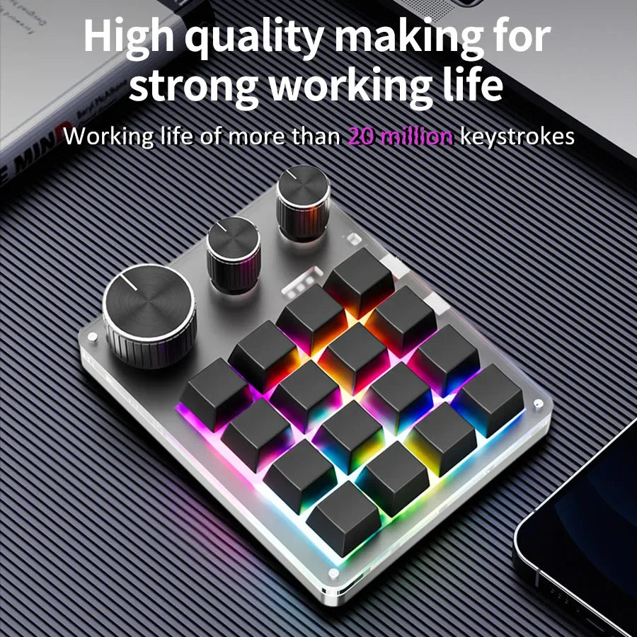 Command Center: 16-Key Macro Pad | Wireless Mechanical Knob