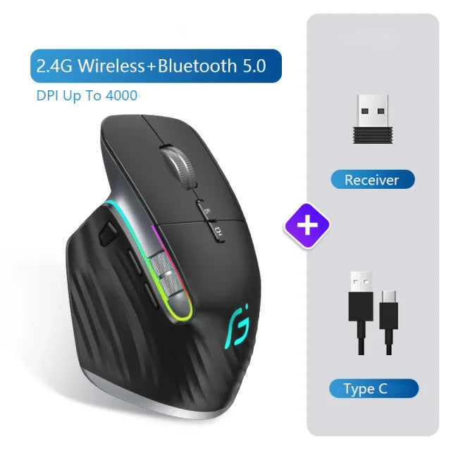 Command Center: Tri-Mode Ergonomic Mouse | Pixart Optical Sensor