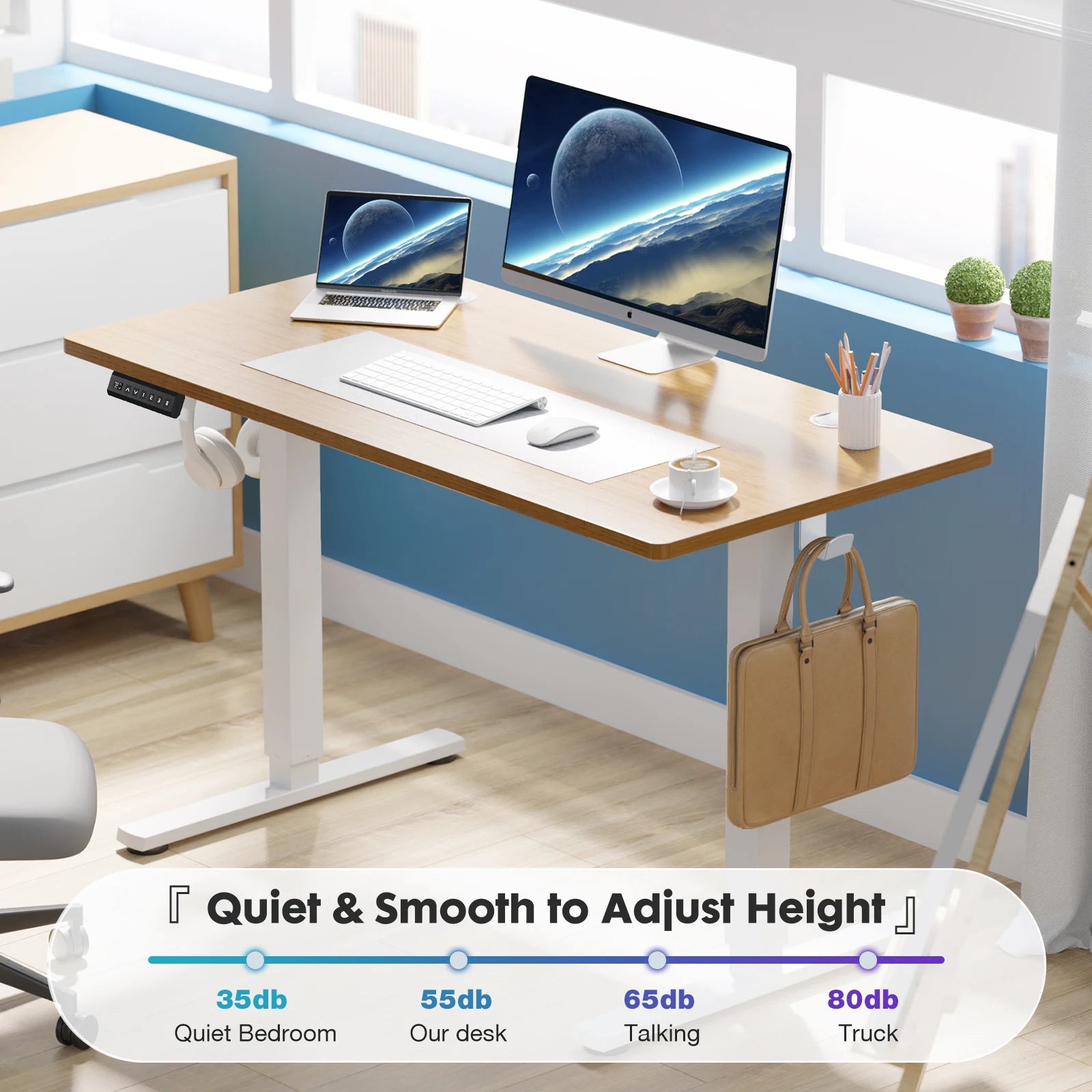 Electric Standing Desk Height Adjustable  | Sit-Stand Computer Desk Workstation Ergonomic Work Table