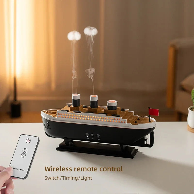 Vintage Vessel: Retro Ship Aroma Diffuser | Luxury Jellyfish Mist Hub