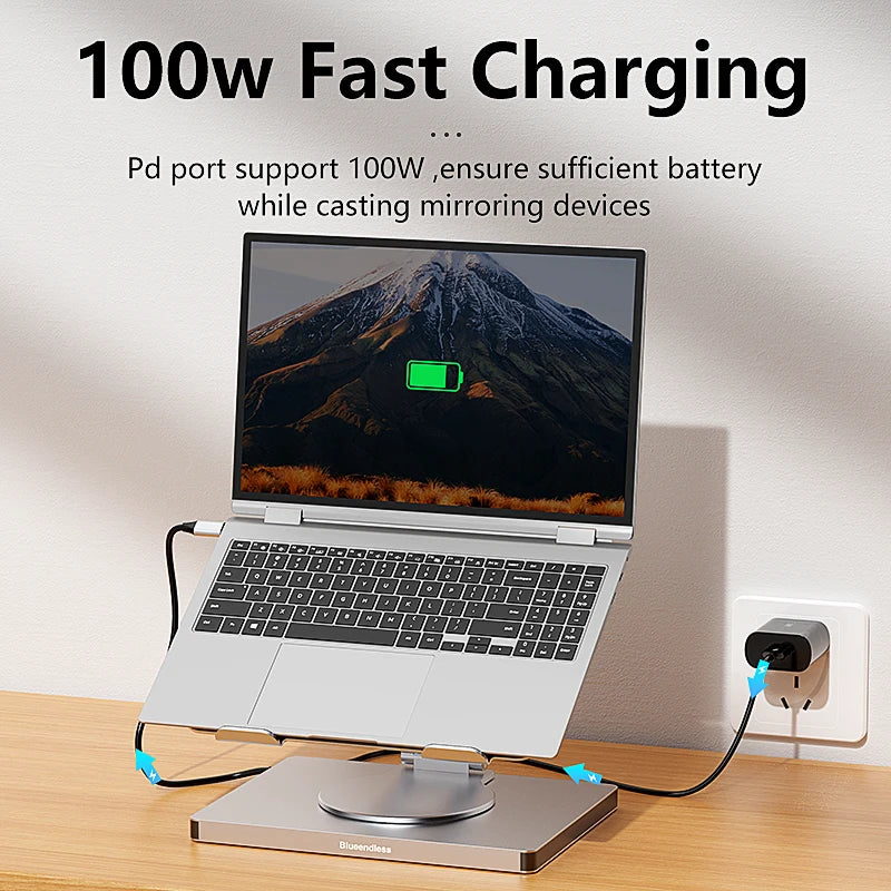 10-in-1 USB-C Hub Pro Stand | 4K 60Hz HDMI 100W PD Gigabit Ethernet
