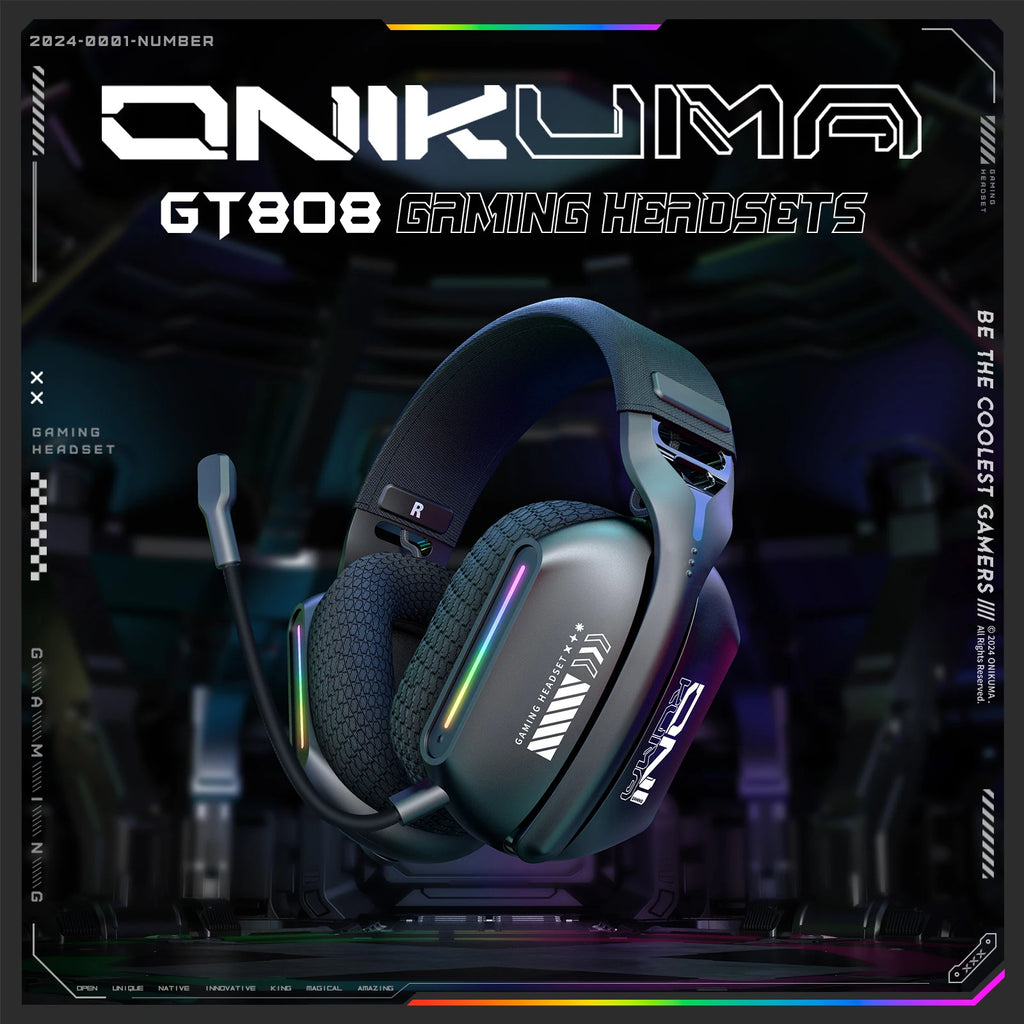 Tri-Mode Wireless Gaming Headset | Bluetooth 5.3 2.4GHz & 3.5mm | ANC RGB Mic