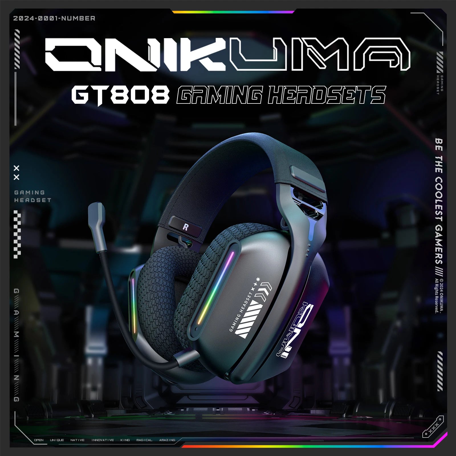Tri-Mode Wireless Gaming Headset | Bluetooth 5.3 2.4GHz & 3.5mm | ANC RGB Mic
