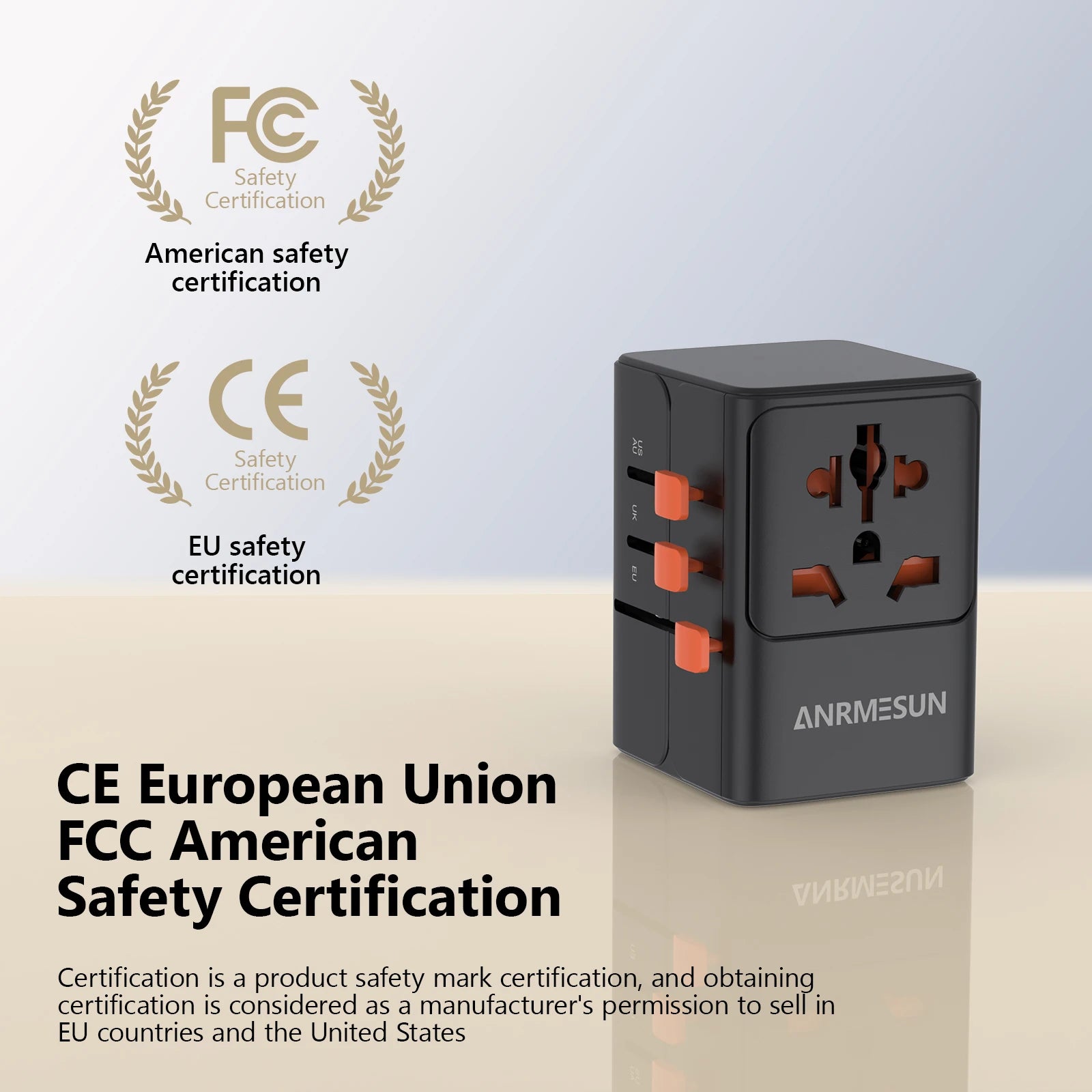 Universal Travel Adapter | International Plug Adapter US/UK/EU/AU | 2400W Power Hub with USB-C