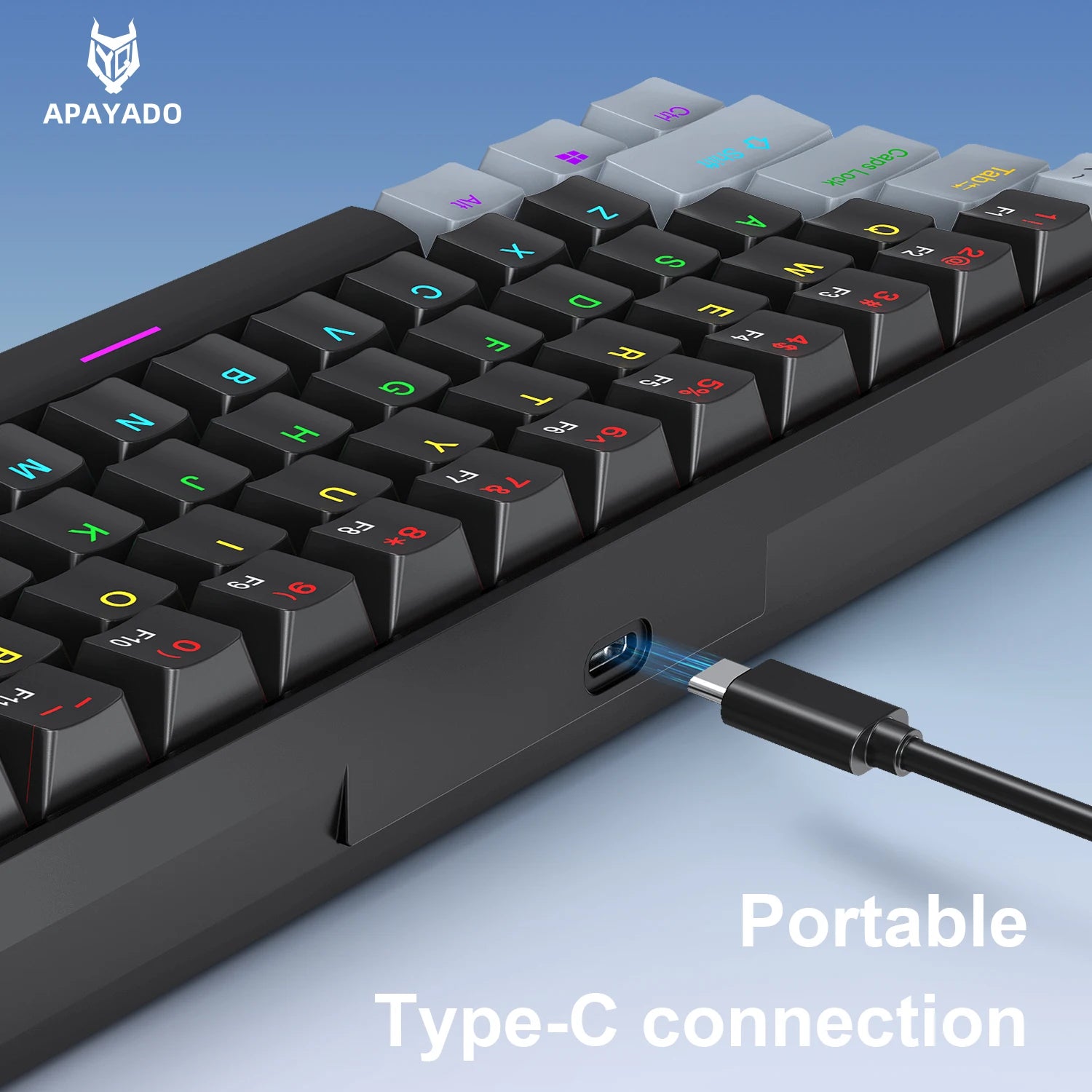 60% Mini Mechanical Gaming Keyboard | 61 Keys Ultra-Compact Wired Type-C Keyboard | Hot-Swappable Red/Blue Switches with RGB Backlit Translucent Keycaps