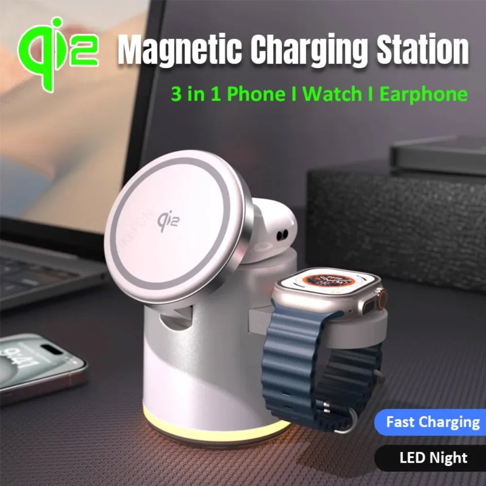 4 in 1 Foldable Fast Charging Station Qi2 Wireless Charger