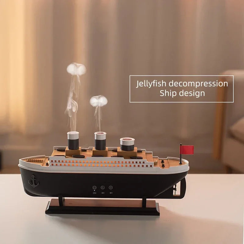 Vintage Vessel: Retro Ship Aroma Diffuser | Luxury Jellyfish Mist Hub