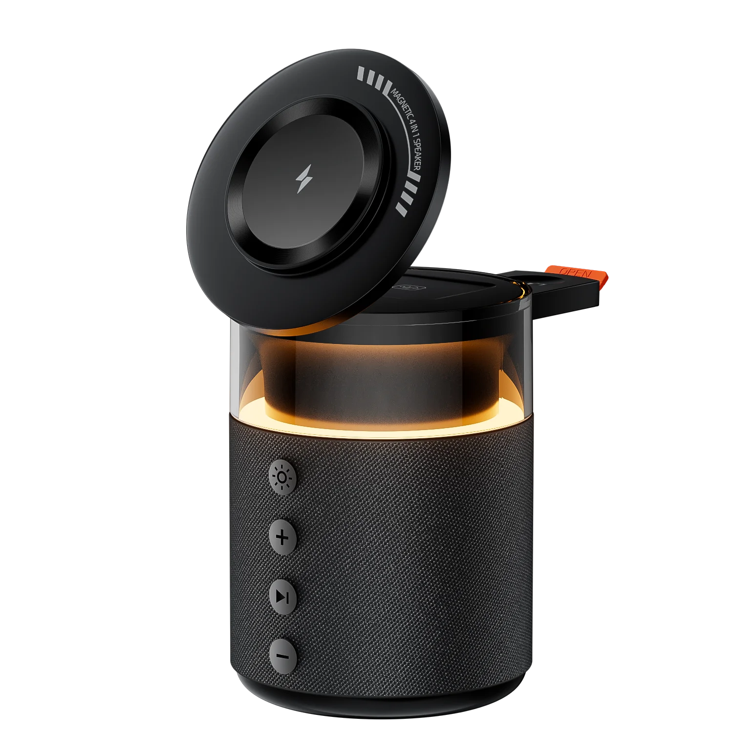 5-in-1 Magnetic Wireless Charging Station with Bluetooth 6.0 Speaker & Night Light | 15W Fast Charging Stand for iPhone, Apple Watch, AirPods | Stepless Dimmable Bedside Lamp