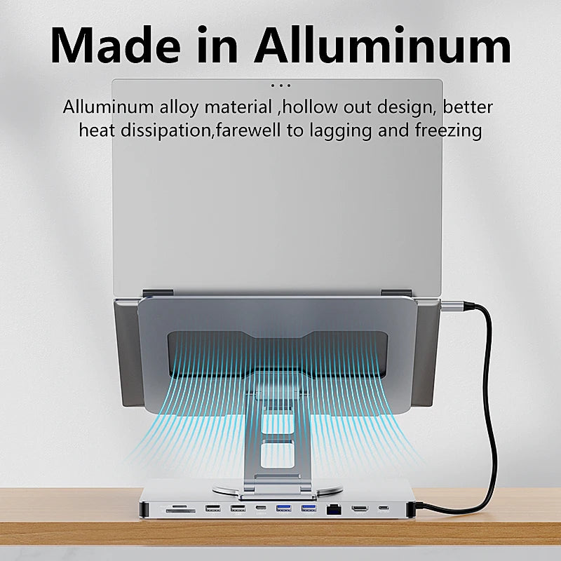 10-in-1 USB-C Hub Pro Stand | 4K 60Hz HDMI 100W PD Gigabit Ethernet