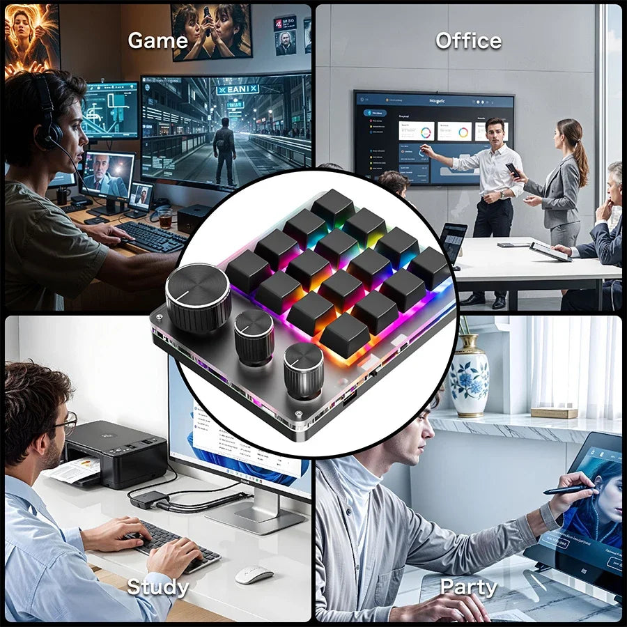 Command Center: 16-Key Macro Pad | Wireless Mechanical Knob