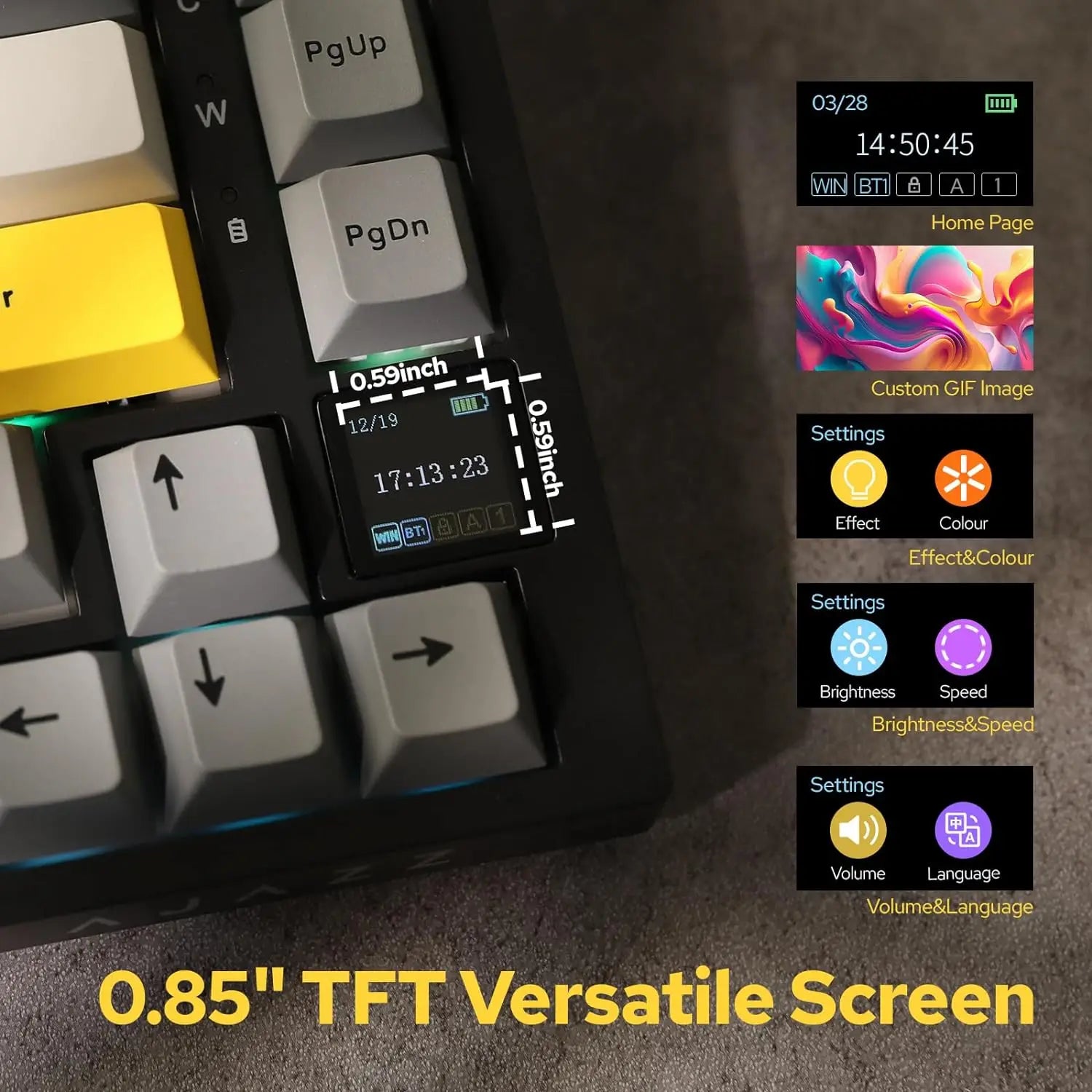 75% Gasket Mounted Mechanical Keyboard with TFT Smart Display | Tri-Mode Wireless (Bluetooth/2.4G/USB-C) | Hot-Swappable Custom Linear Switches & 4000mAh Battery