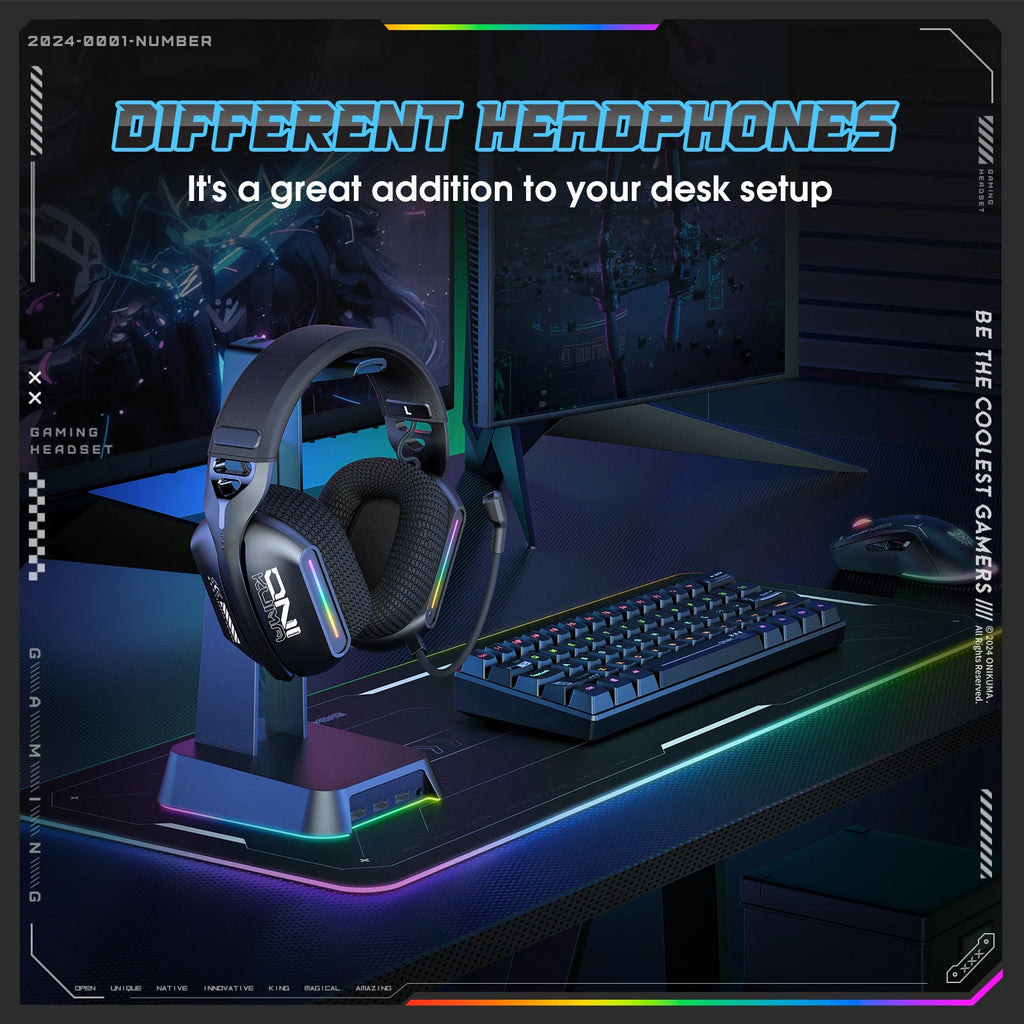 Tri-Mode Wireless Gaming Headset | Bluetooth 5.3 2.4GHz & 3.5mm | ANC RGB Mic