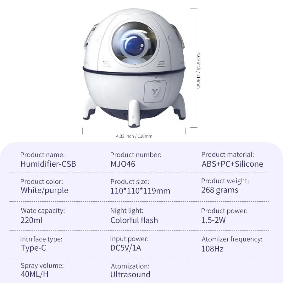 Space Capsule Air Humidifier Aromatherapy Water Diffuser