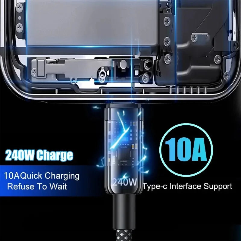 Core Protocol: 240W USB-C Ultra-Fast LED Power Cable