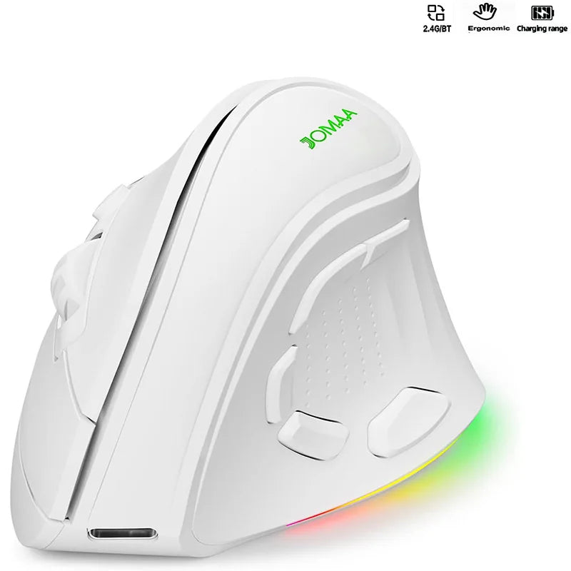 Vertical Wireless Mouse | 9 Buttons Bluetooth 5.1 & 2.4GHz | 4000 DPI Silent RGB