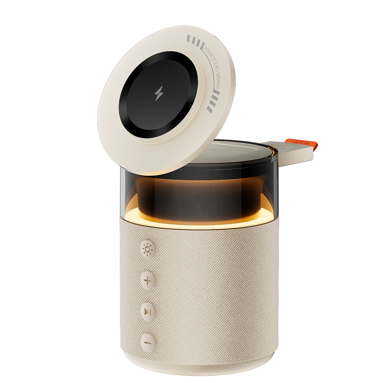 5-in-1 Magnetic Wireless Charging Station with Bluetooth 6.0 Speaker & Night Light | 15W Fast Charging Stand for iPhone, Apple Watch, AirPods | Stepless Dimmable Bedside Lamp