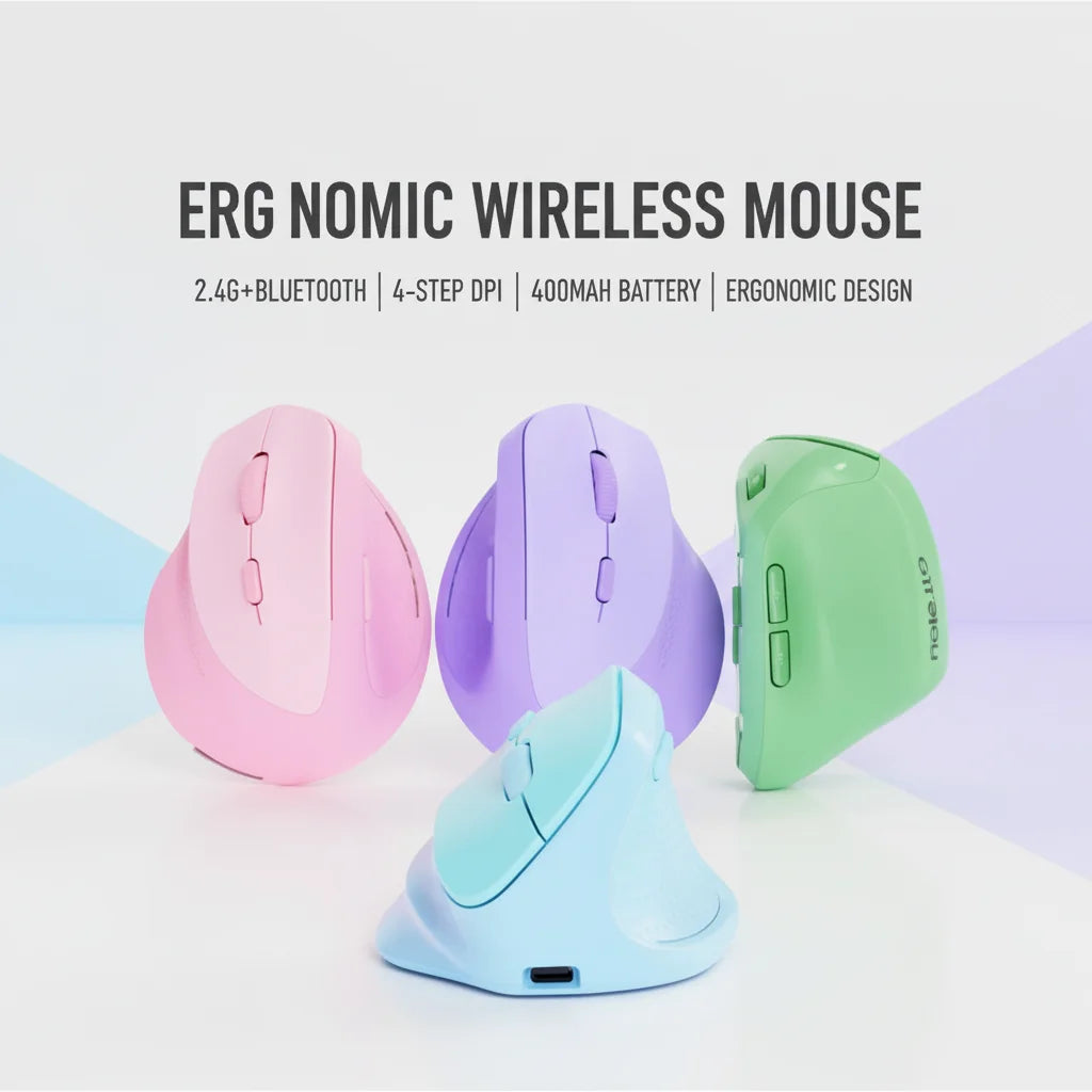 Vertical Ergonomic Mouse | Bluetooth & 2.4GHz Dual-Mode | 2400 DPI Rechargeable Silent