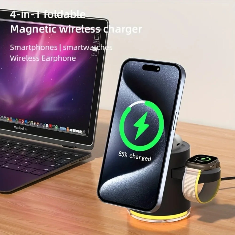 4 in 1 Foldable Fast Charging Station Qi2 Wireless Charger