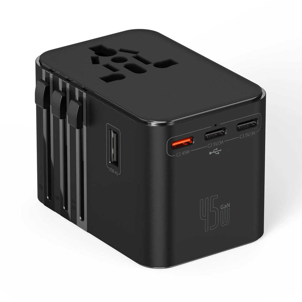 Universal Travel Adapter | International Plug Adapter US/UK/EU/AU | 2400W Power Hub with USB-C